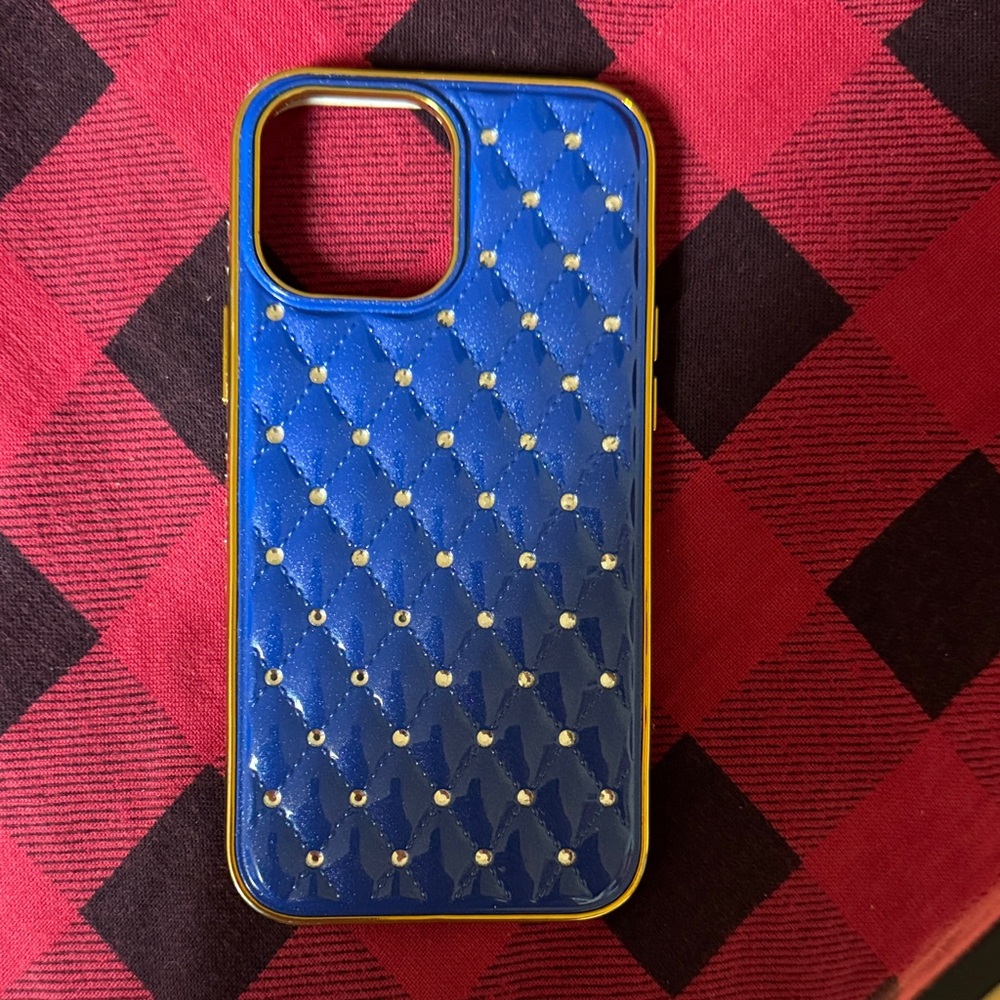 Blue Quilted Phone Case
